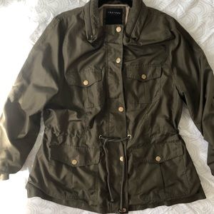 Olive Green Utility Jacket w/ Attached Hood